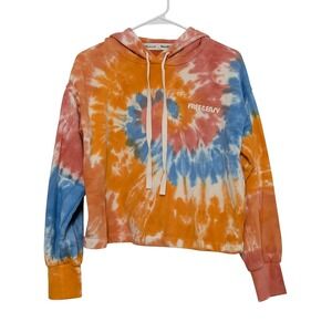 Madewell x Free&Easy Tie Dye Sun Graphic Hoodie Cropped Orange Blue Pink Women M
